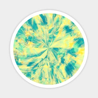 Teal and Yellow Tie Dye Splash Abstract Artwork Magnet